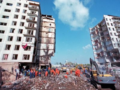 Взорванный дом на ул. Гурьянова в Москве, 1999. Фото: ТАСС