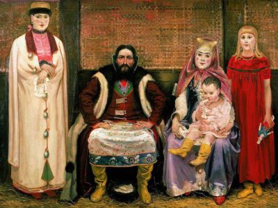 Фото картины "Семья купца в XVII веке" кисти Андрея Рябушкина