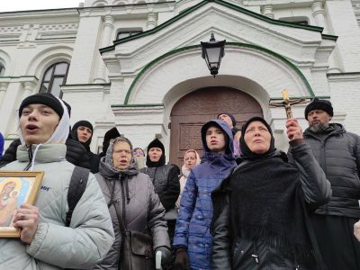 Стояние у Киево-Печерской лавры, 30.03.23. Фото: t.me