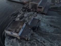 Разрушенная Каховская ГЭС. Скрин видео t.me/anatoly_nesmiyan